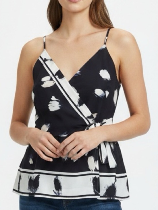 Banana Republic Tops - Banana Republic Side-Tie Wrap Tank Catherine Animal Print Navy Blue & White M